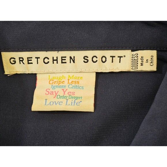 Gretchen Scott XXL Priss Blouse Chiffon Navy Blue Button Down Shirt Tunic Plus - Picture 5 of 7